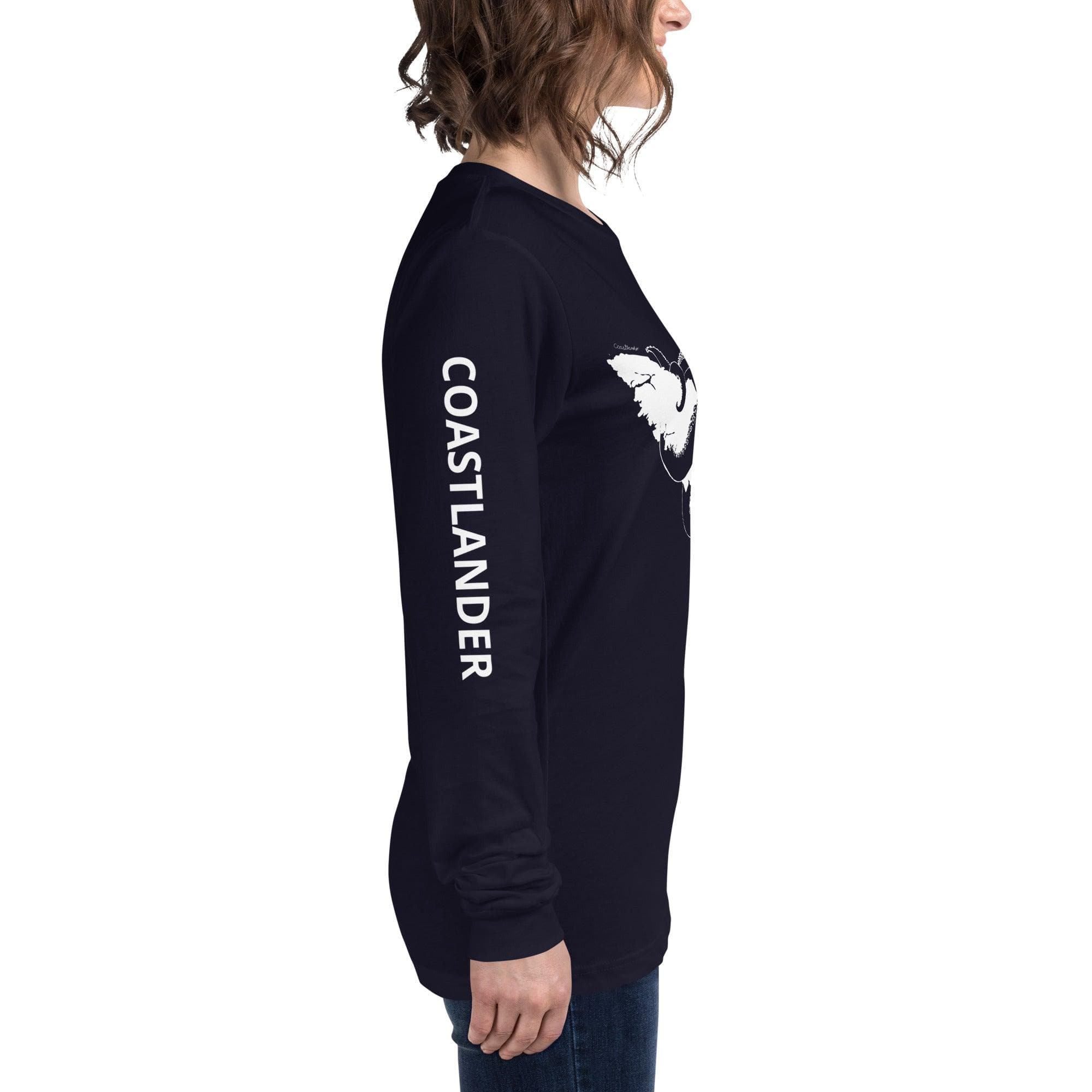 Design of Octopus Wrapped Around Vancouver Island - Unisex Long Sleeve Tee , the colour is