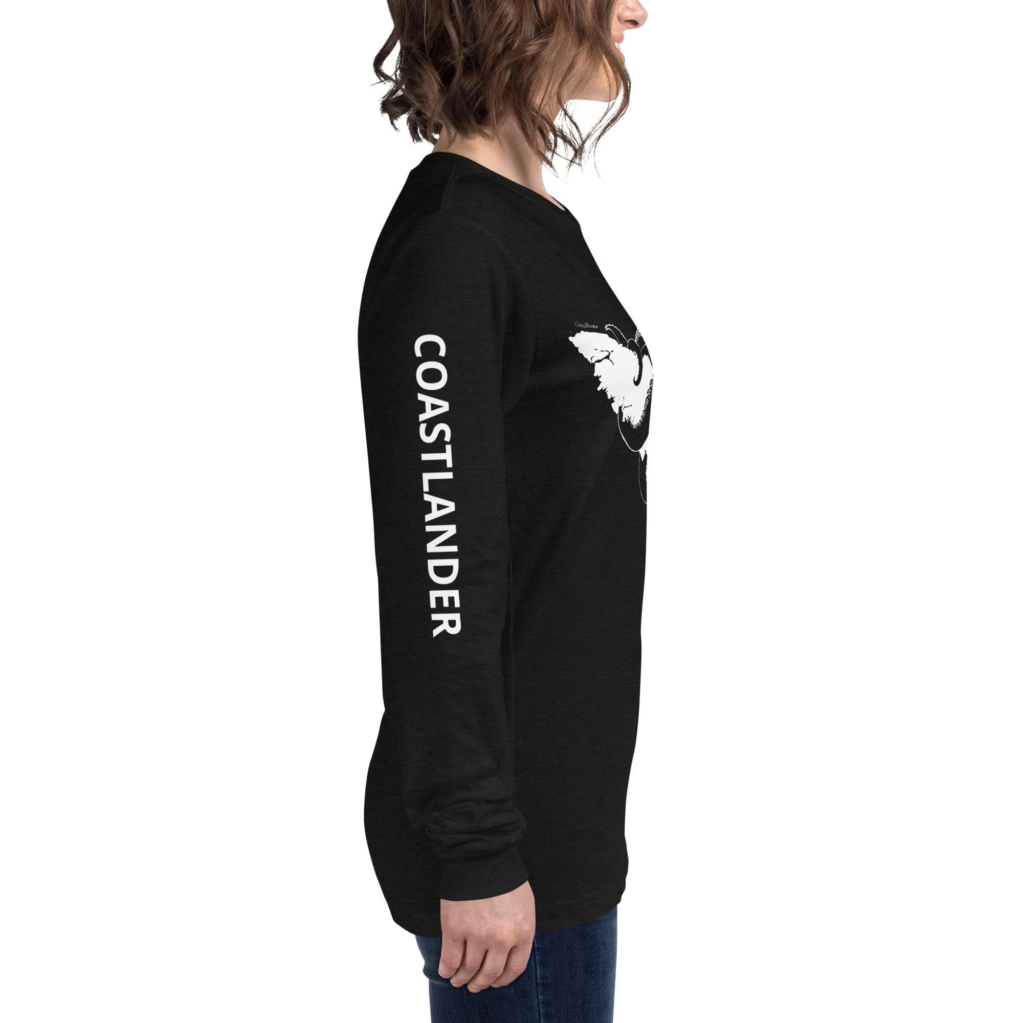 Design of Octopus Wrapped Around Vancouver Island - Unisex Long Sleeve Tee , the colour is