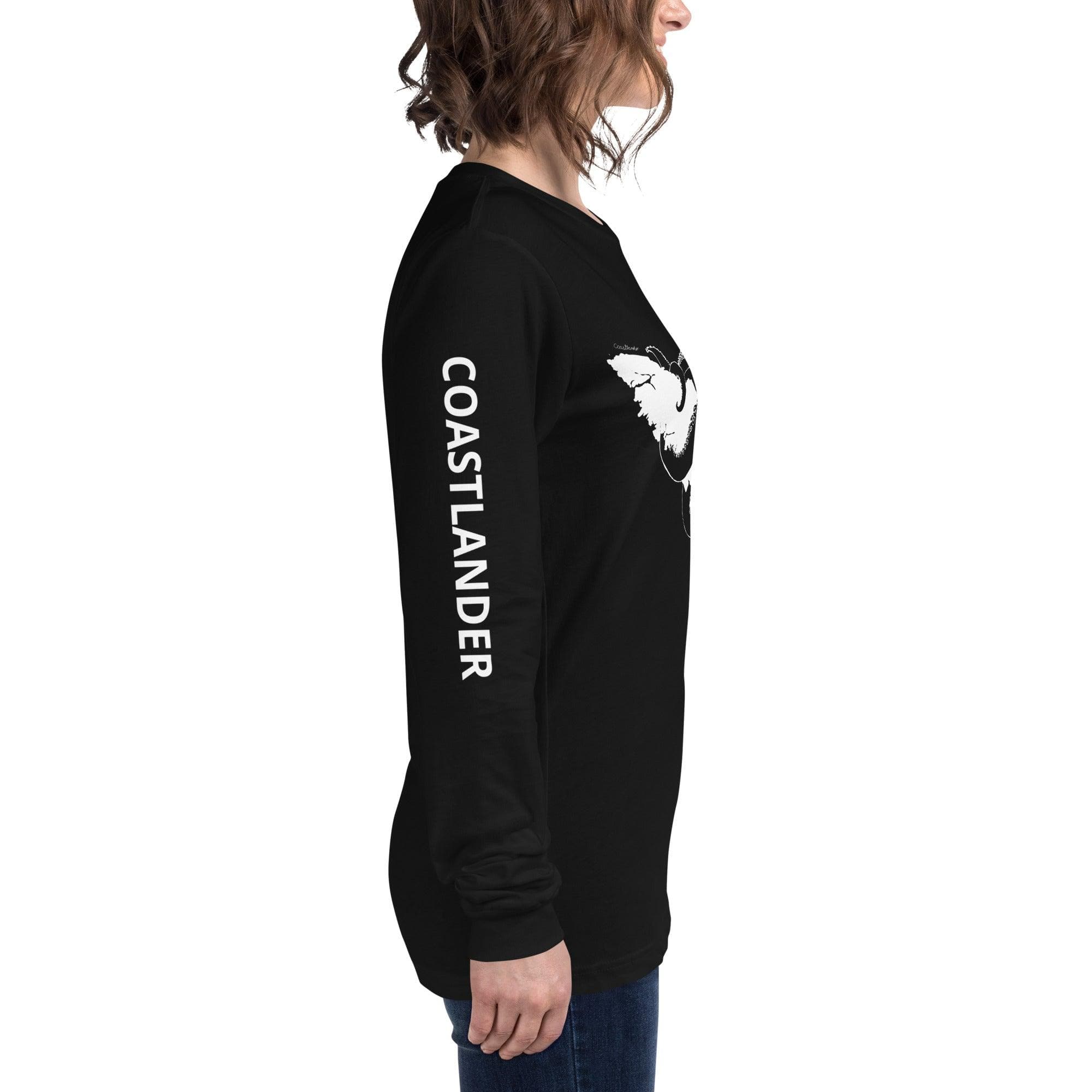 Design of Octopus Wrapped Around Vancouver Island - Unisex Long Sleeve Tee , the colour is