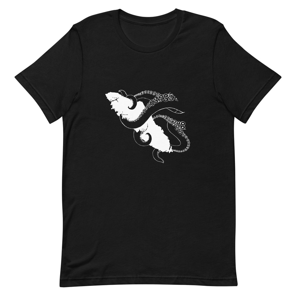 Design of Octopus Wrapped Around Vancouver Island - Unisex t-shirt , the colour is Black