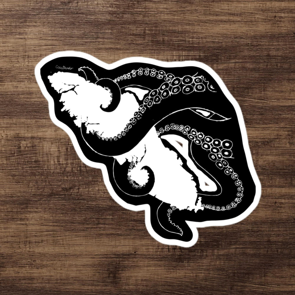 Design of Octopus Wrapping Vancouver Island - Kraken - Sticker , the colour is 5.5″×5.5″