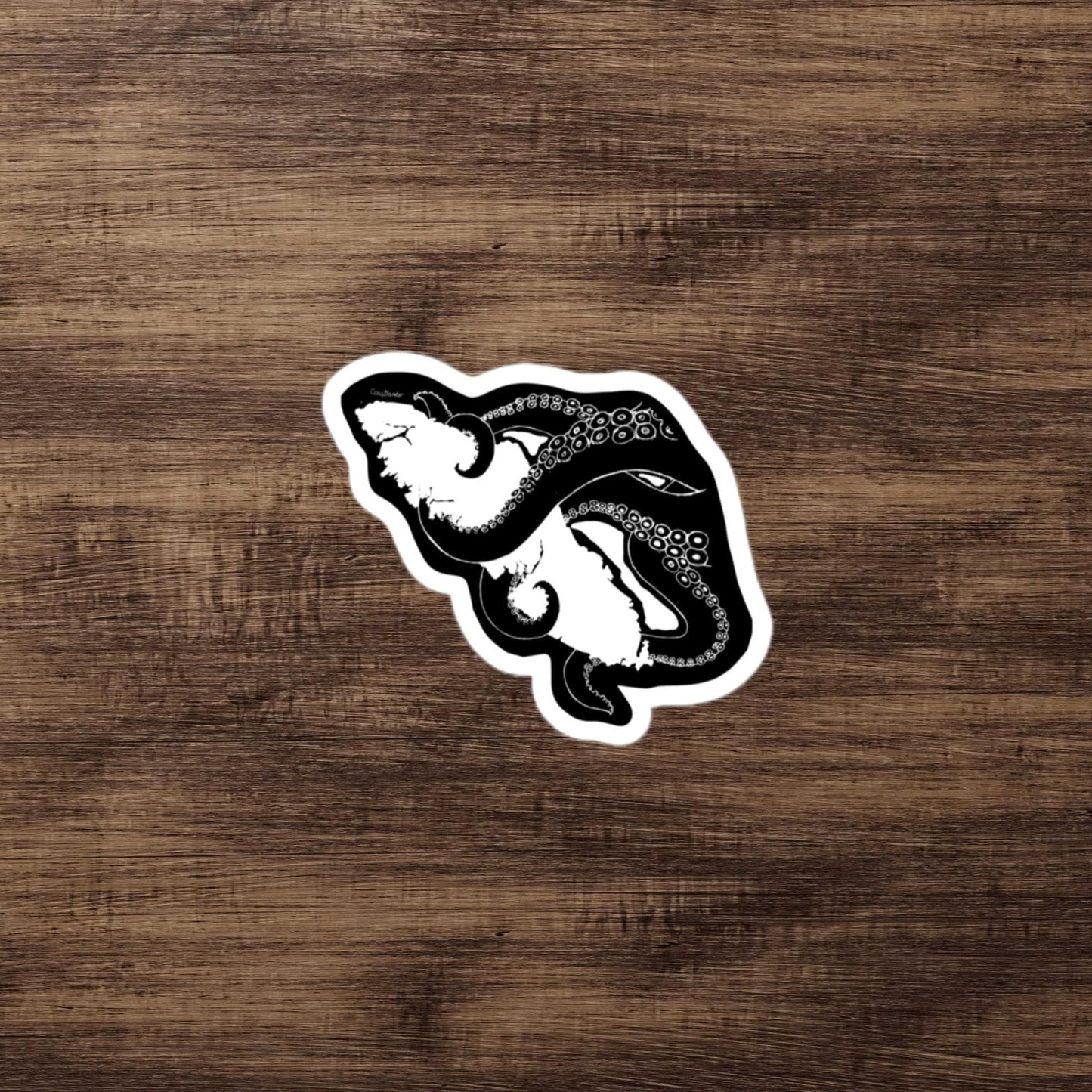 Design of Octopus Wrapping Vancouver Island - Kraken - Sticker , the colour is