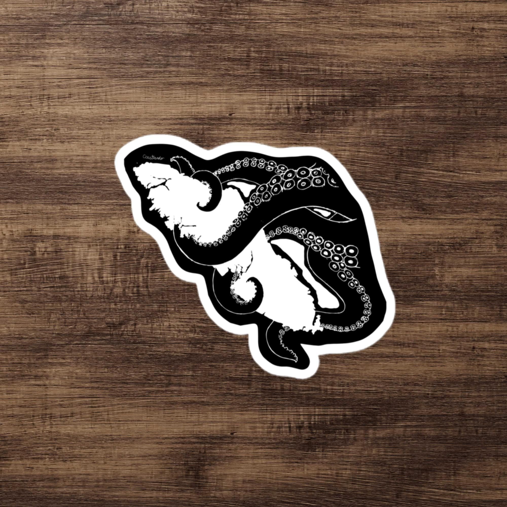 Design of Octopus Wrapping Vancouver Island - Kraken - Sticker , the colour is