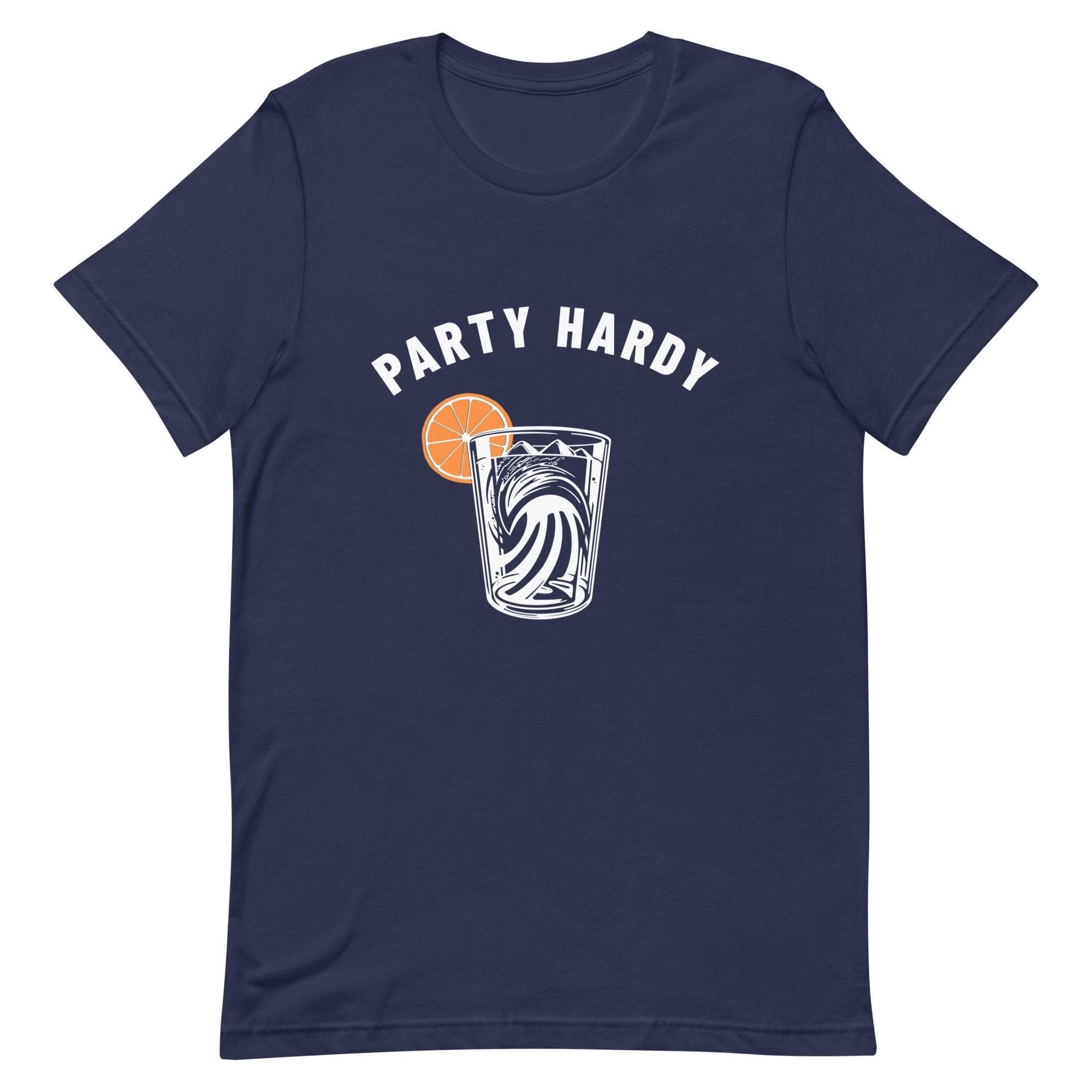 Design of Party Hardy Mountain Ocean Drink - Unisex t-shirt , the colour is Navy