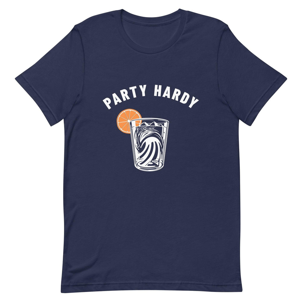 Design of Party Hardy Mountain Ocean Drink - Unisex t-shirt , the colour is Navy