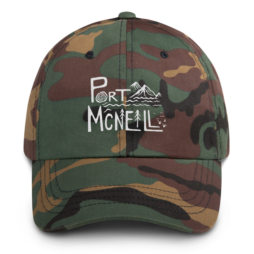 Design of Port McNaill - Dad hat , the colour is Green Camo