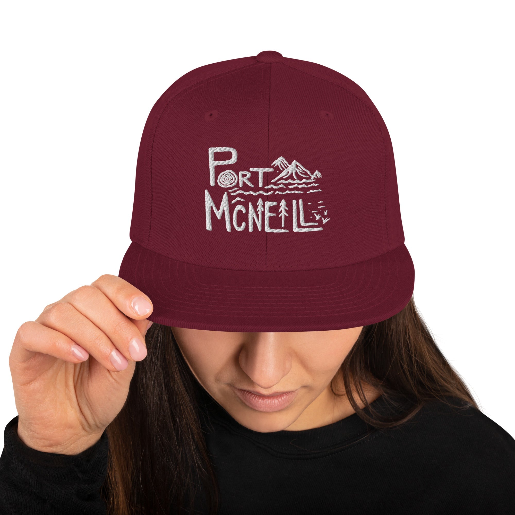 Design of Port McNaill - Snapback Hat , the colour is Maroon