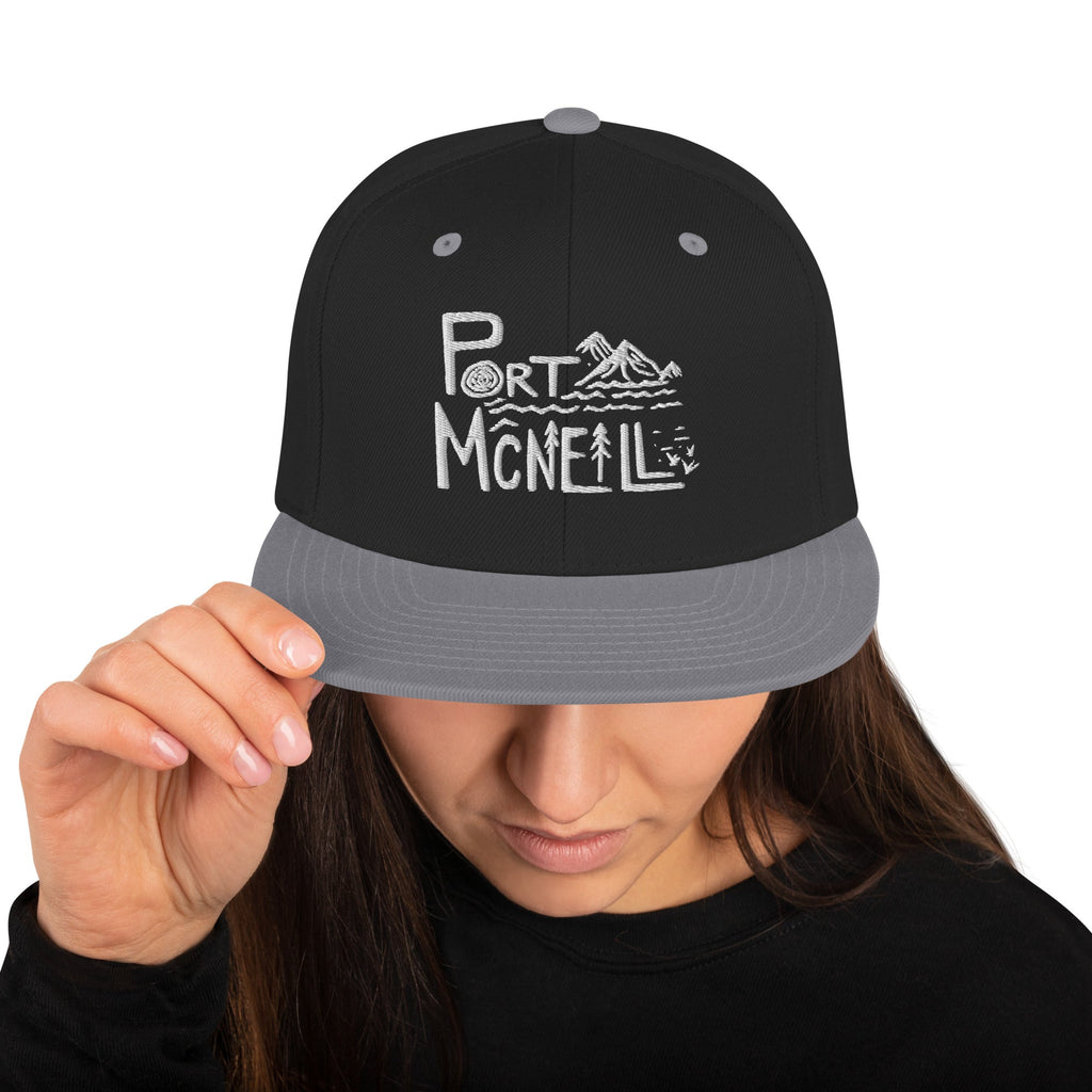 Design of Port McNaill - Snapback Hat , the colour is Black Silver