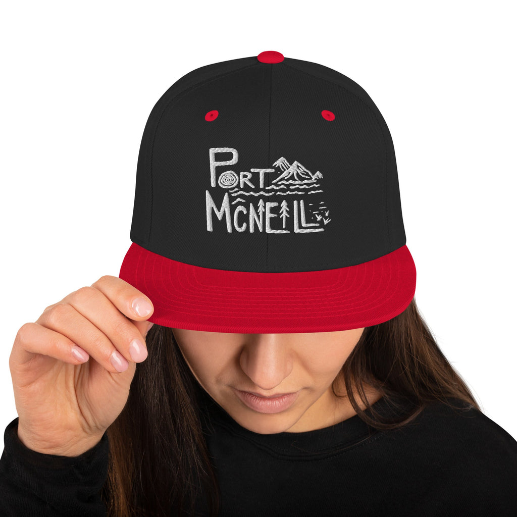 Design of Port McNaill - Snapback Hat , the colour is Black Red