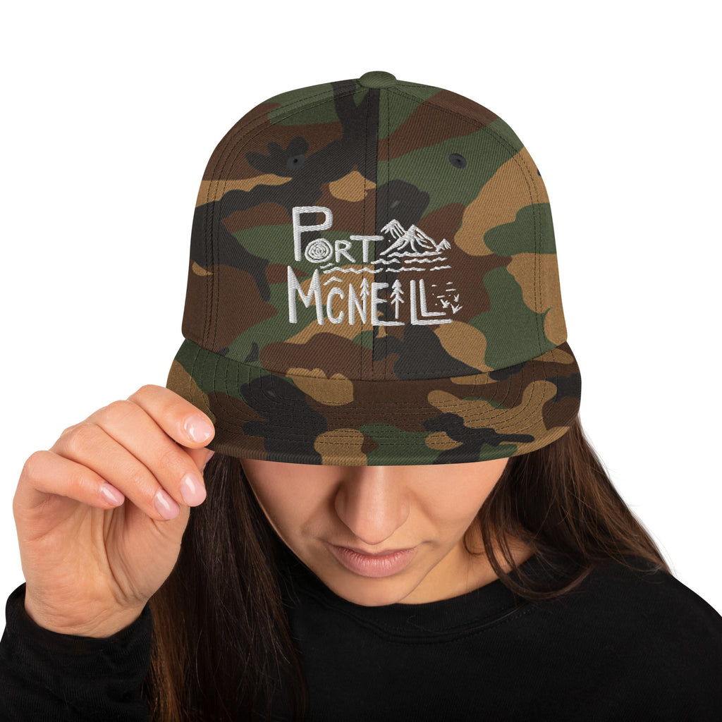 Design of Port McNaill - Snapback Hat , the colour is Green Camo