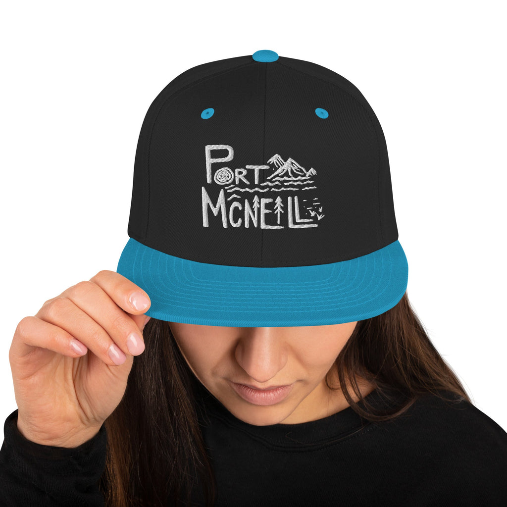 Design of Port McNaill - Snapback Hat , the colour is Black Teal