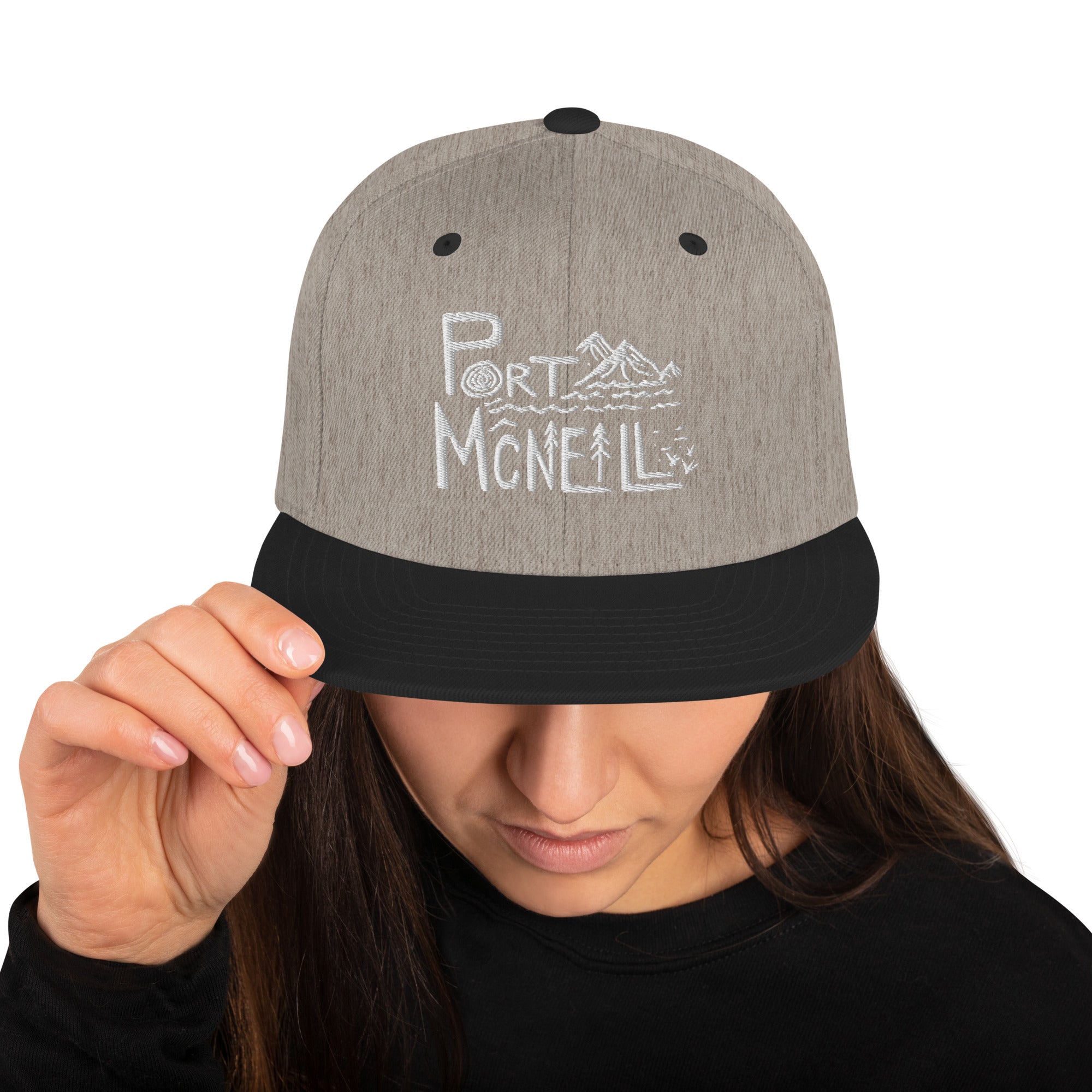 Design of Port McNaill - Snapback Hat , the colour is Heather Black