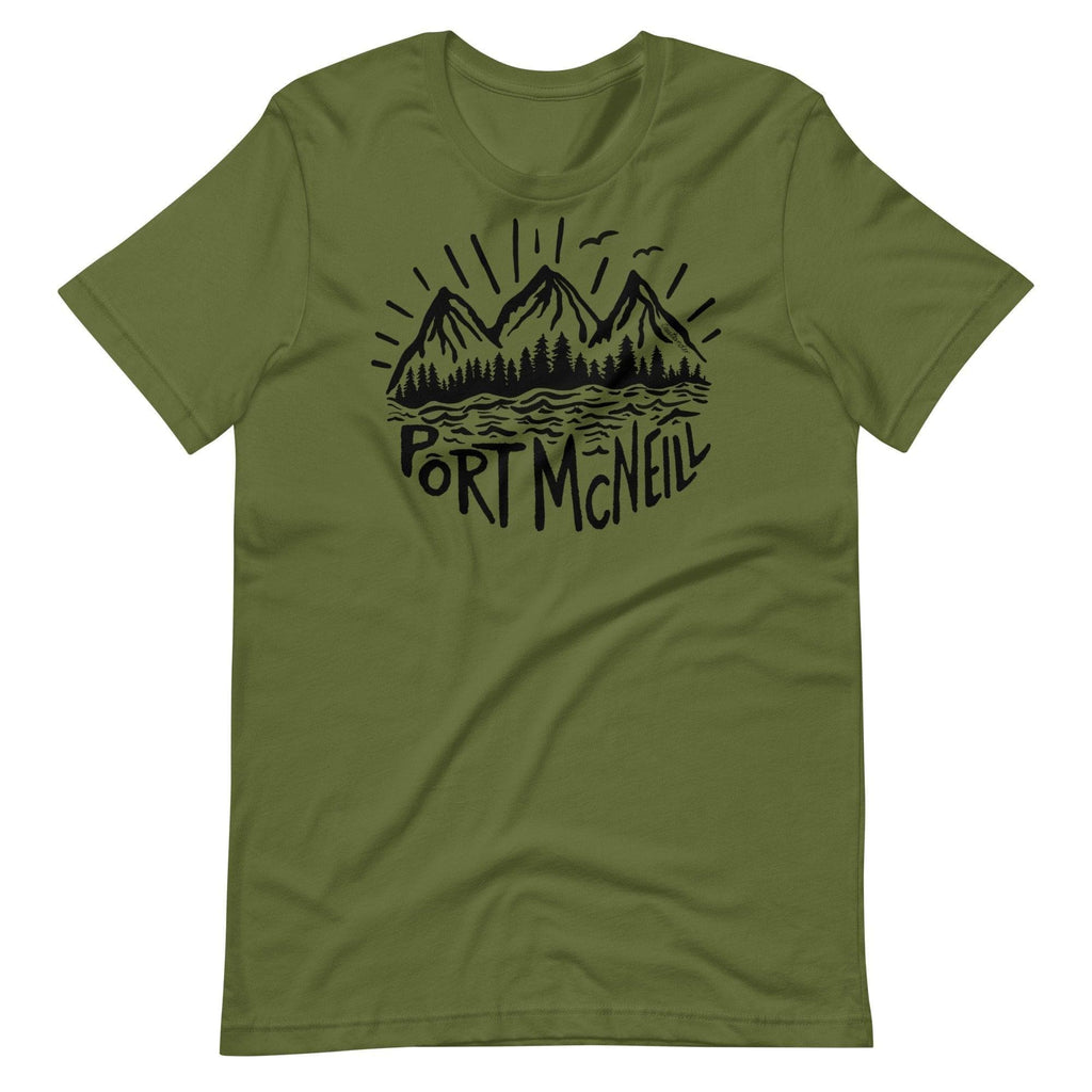 Design of Port McNeill - Black - Unisex t-shirt , the colour is Olive