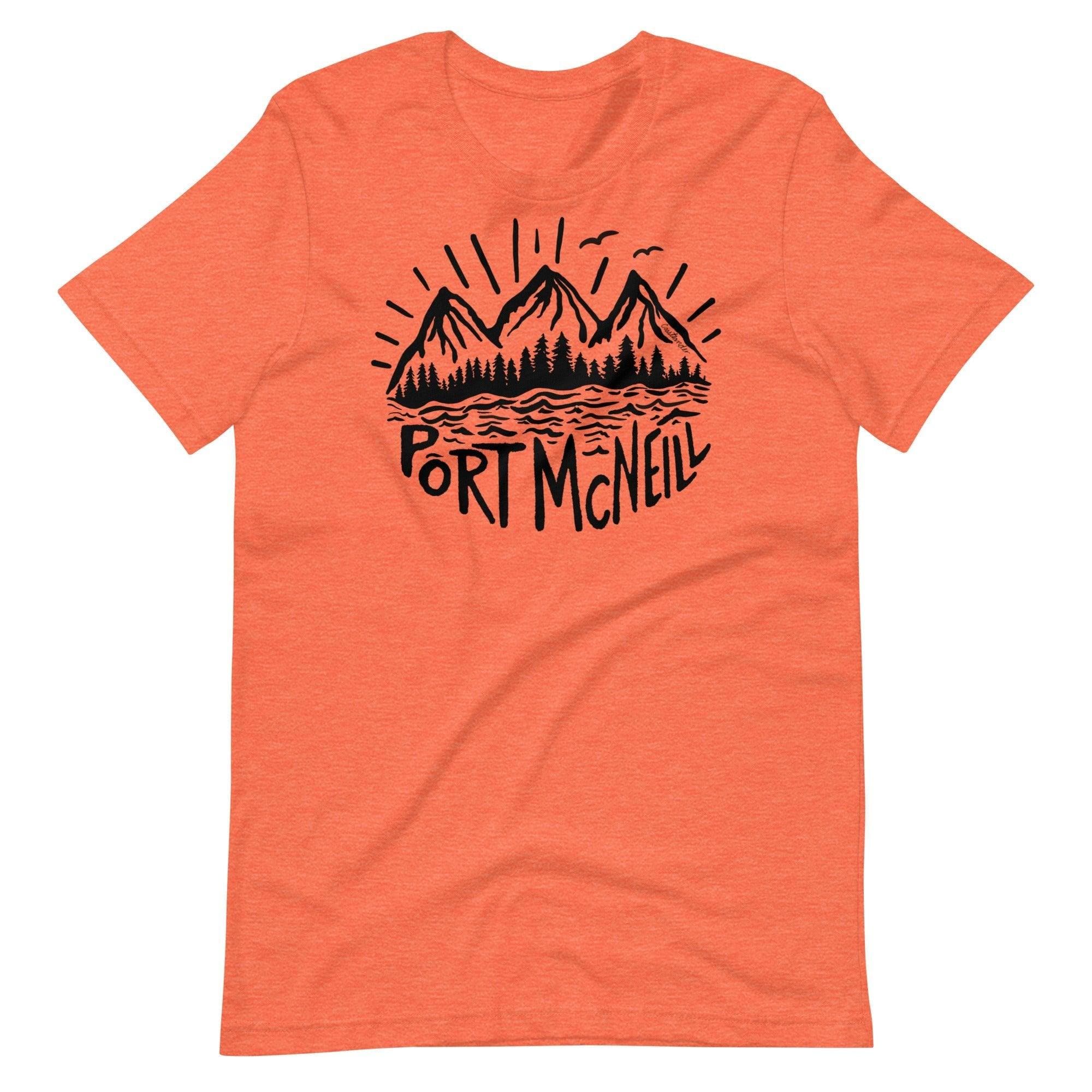 Design of Port McNeill - Black - Unisex t-shirt , the colour is Heather Orange