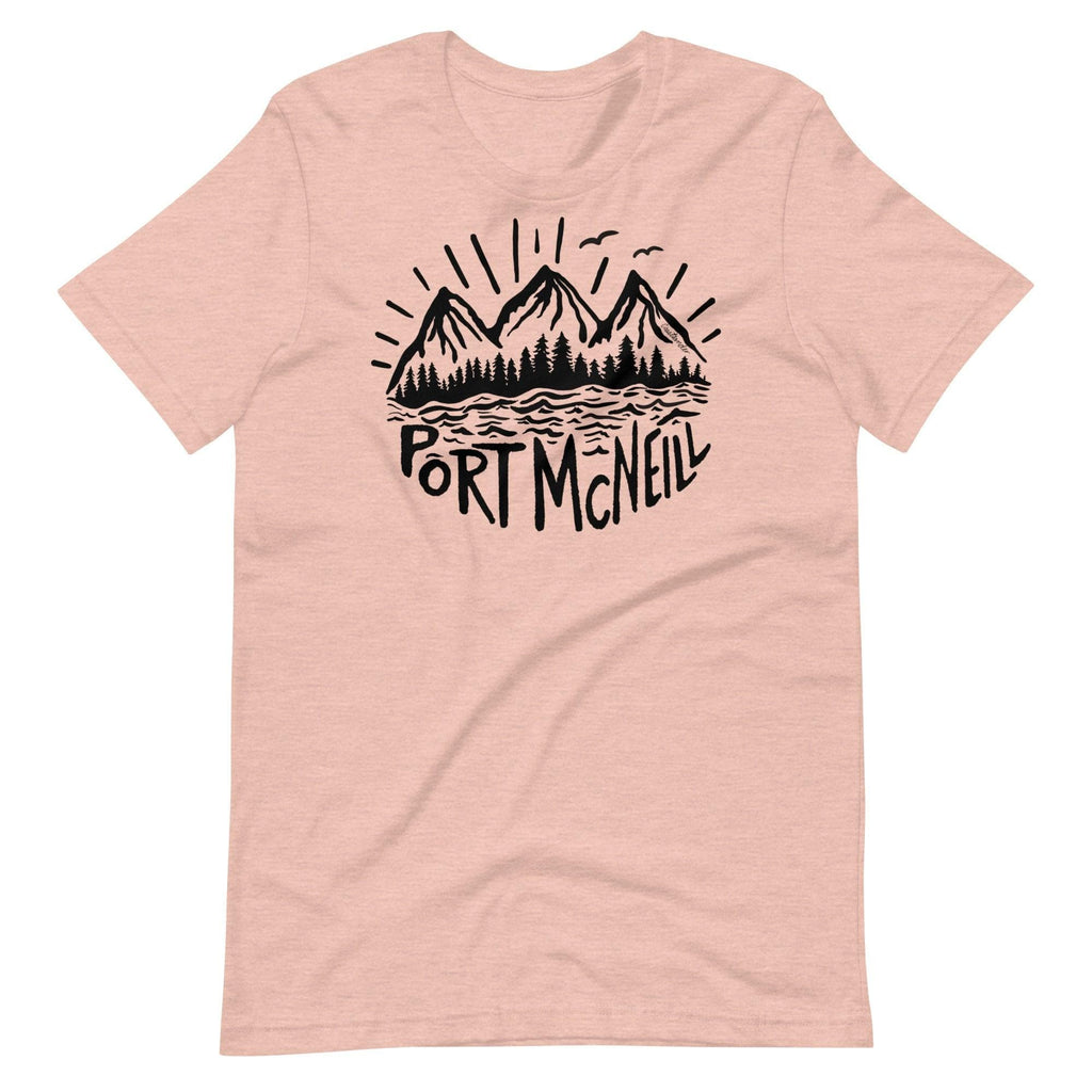 Design of Port McNeill - Black - Unisex t-shirt , the colour is Heather Prism Peach