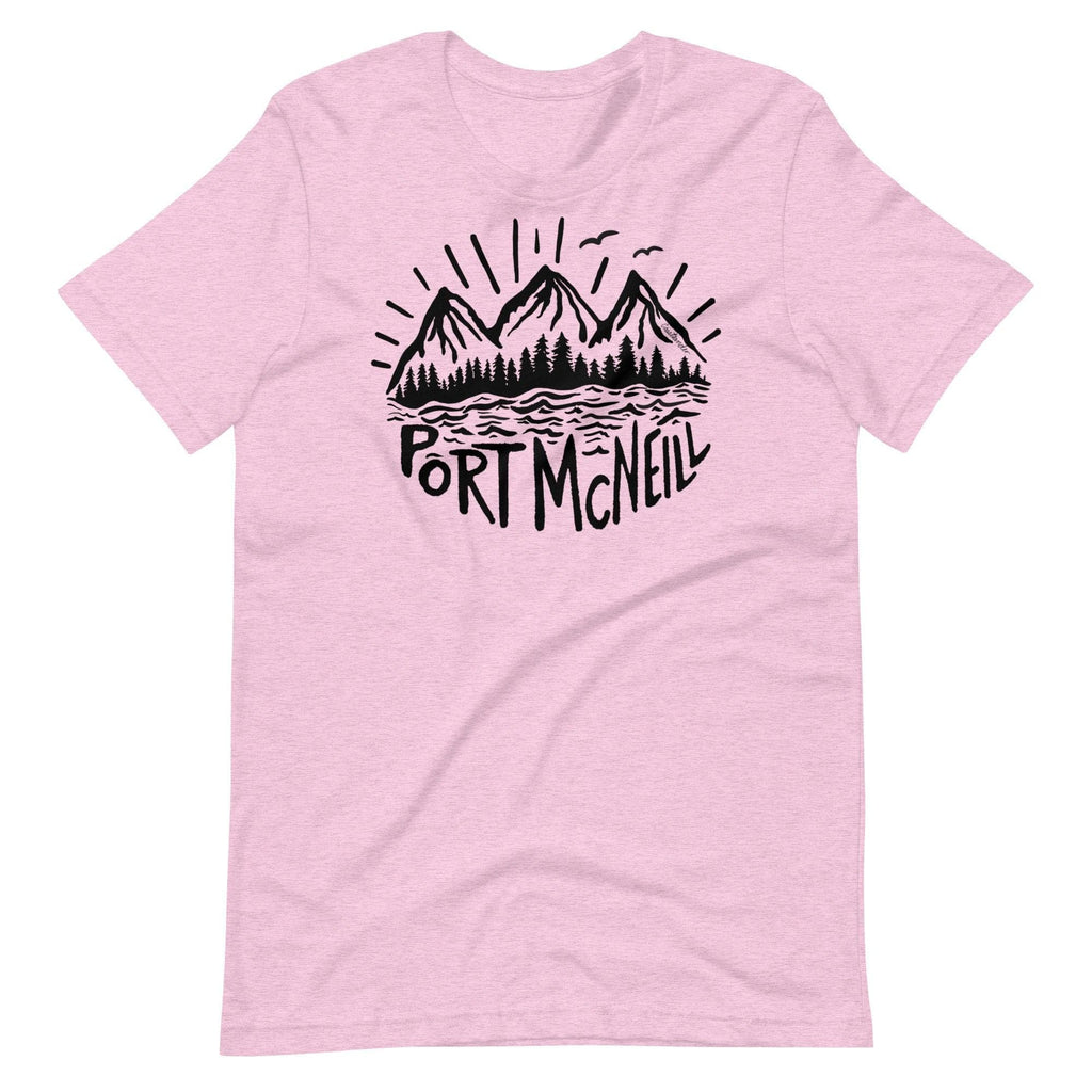 Design of Port McNeill - Black - Unisex t-shirt , the colour is Heather Prism Lilac