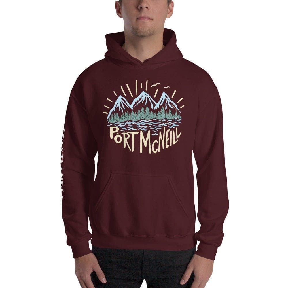 Design of Port Mcneill - Colour - Unisex Hoodie , the colour is Maroon