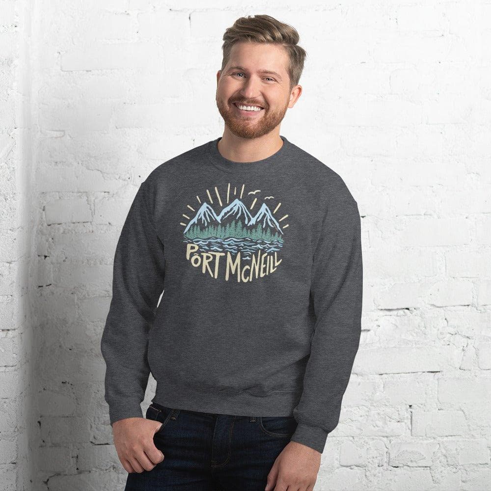 Design of Port McNeill - Colour - Unisex Sweatshirt , the colour is Dark Heather