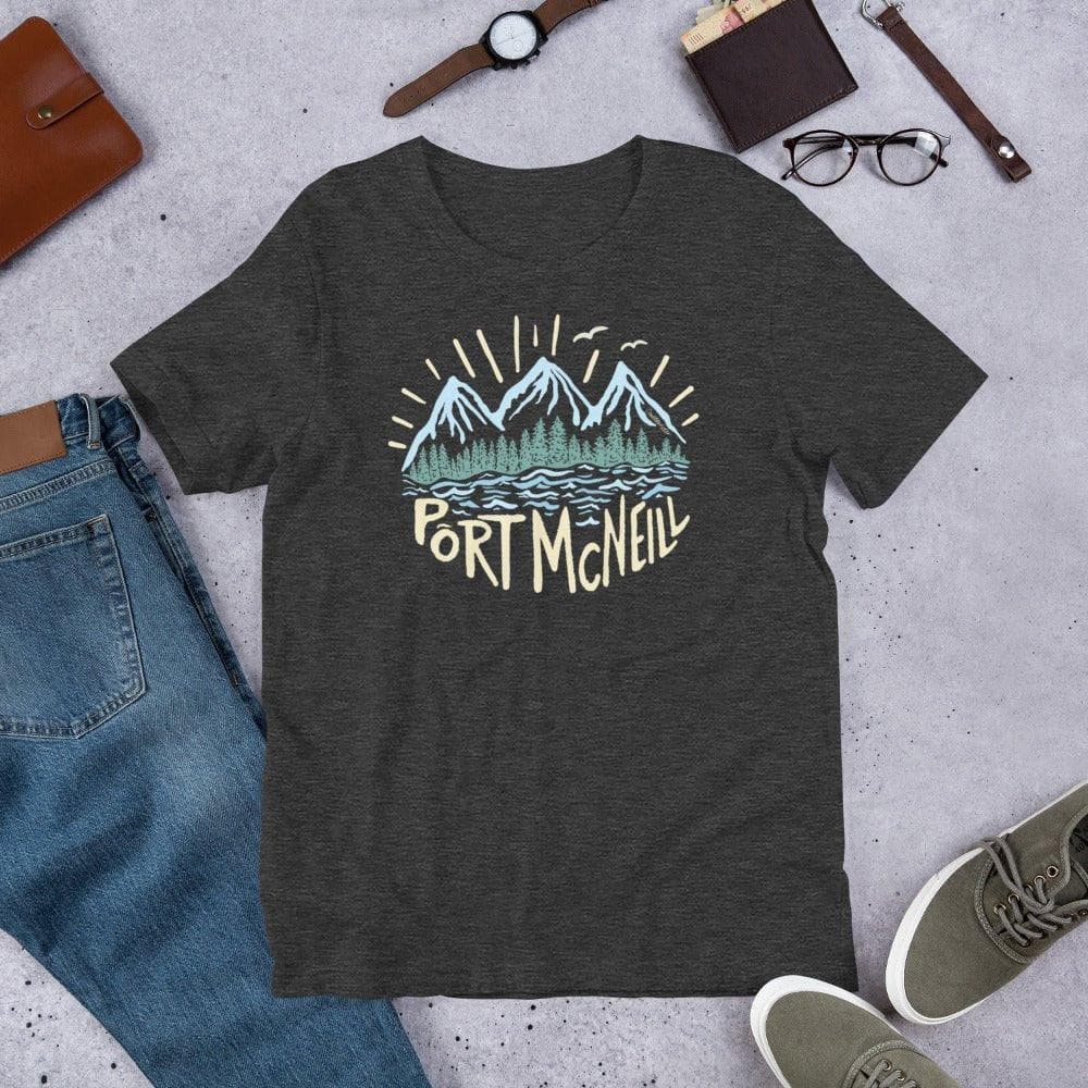 Design of Port McNeill - Colour - Unisex t-shirt , the colour is Dark Grey Heather