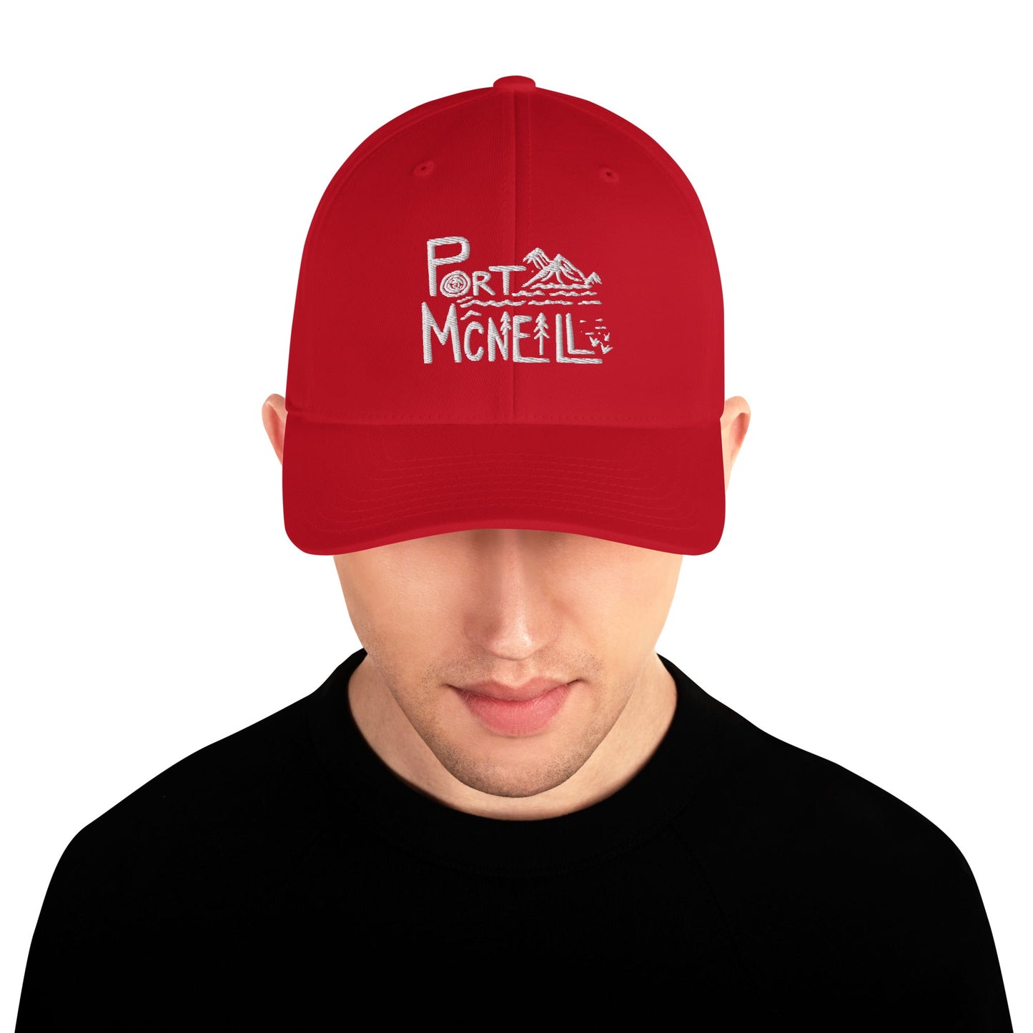 Design of Port McNeill - FLEXFIT - Structured Twill Cap , the colour is Red