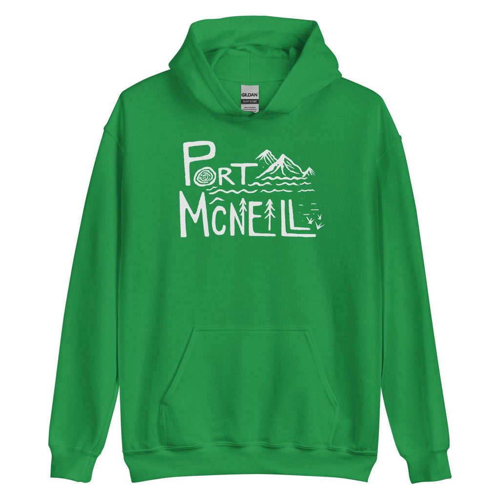 Design of Port Mcneill - Unisex Hoodie , the colour is Irish Green