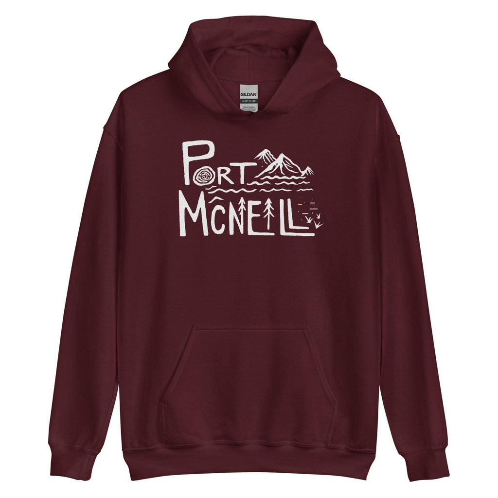 Design of Port Mcneill - Unisex Hoodie , the colour is Maroon
