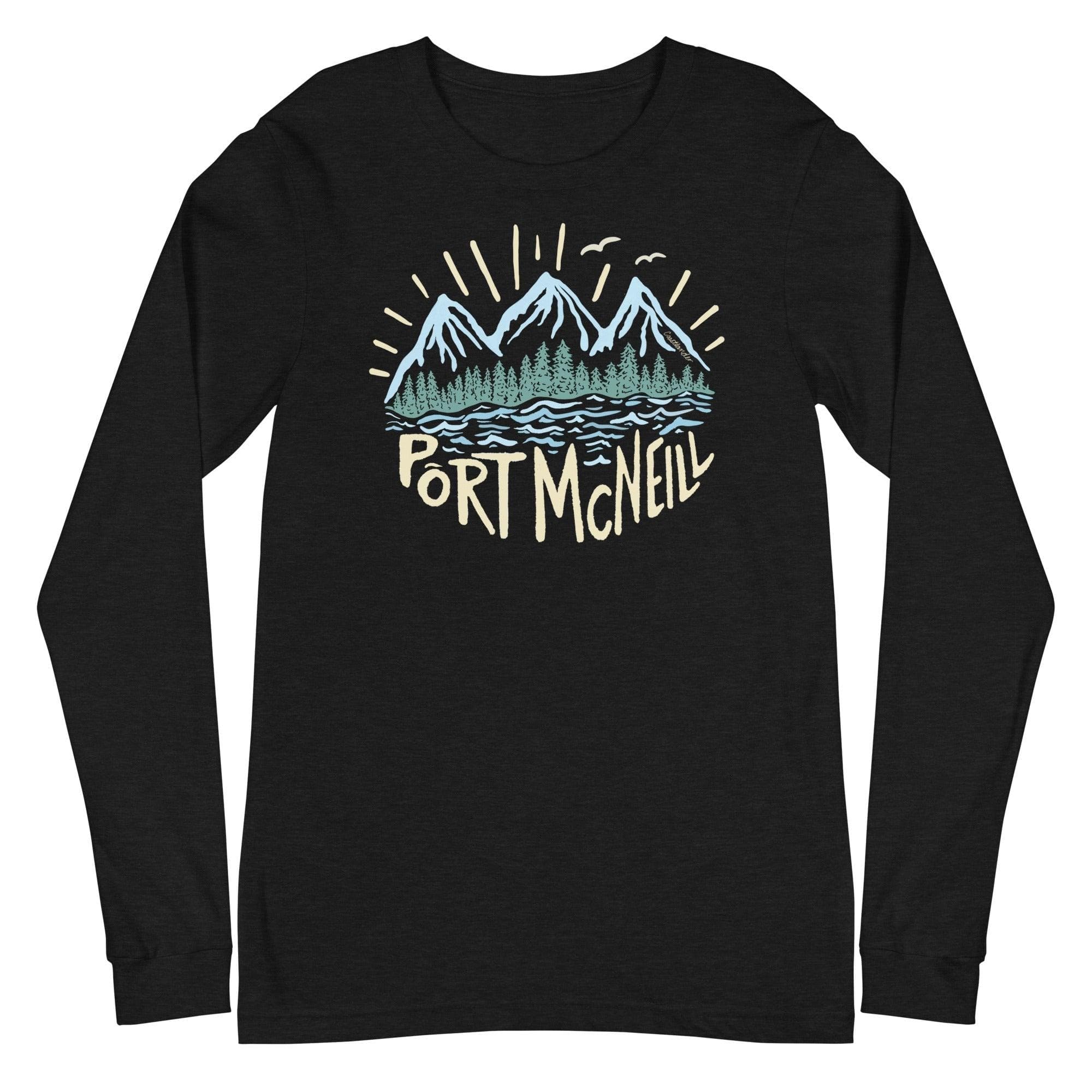 Design of Port McNeill - Unisex Long Sleeve Tee , the colour is Black Heather