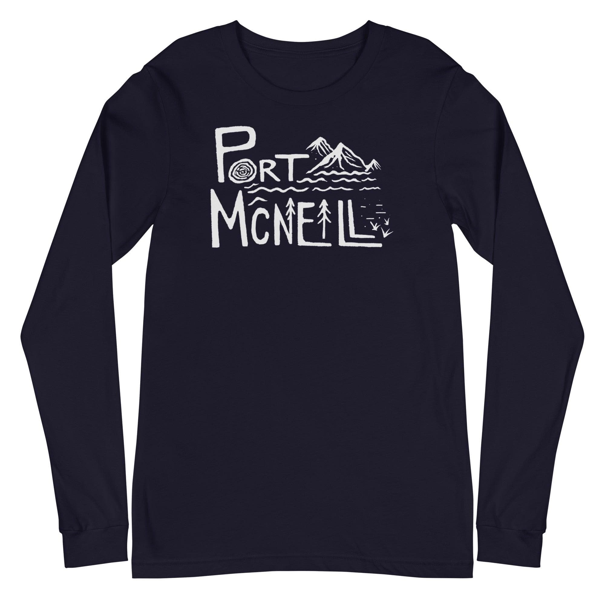 Design of Port Mcneill - Unisex Long Sleeve Tee , the colour is Navy