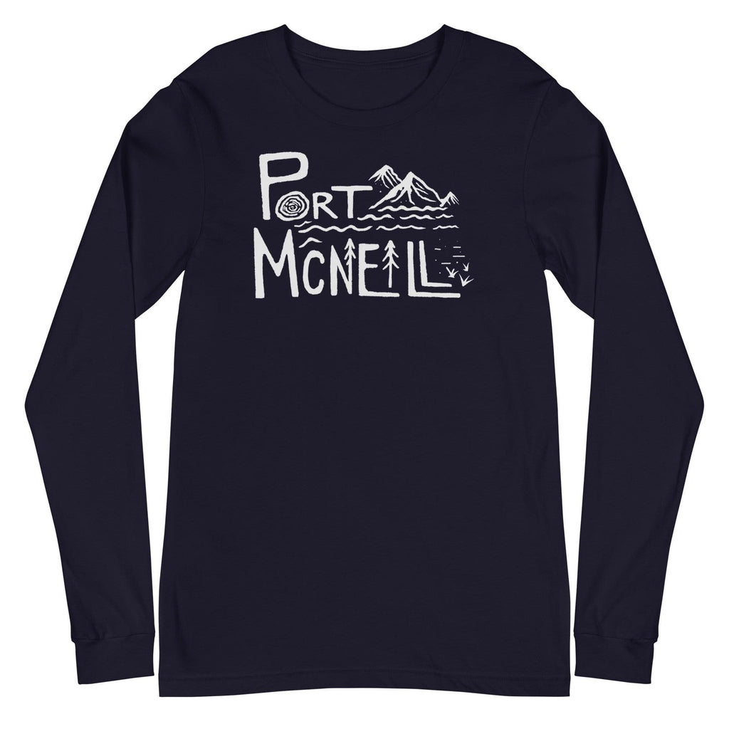 Design of Port Mcneill - Unisex Long Sleeve Tee , the colour is Navy