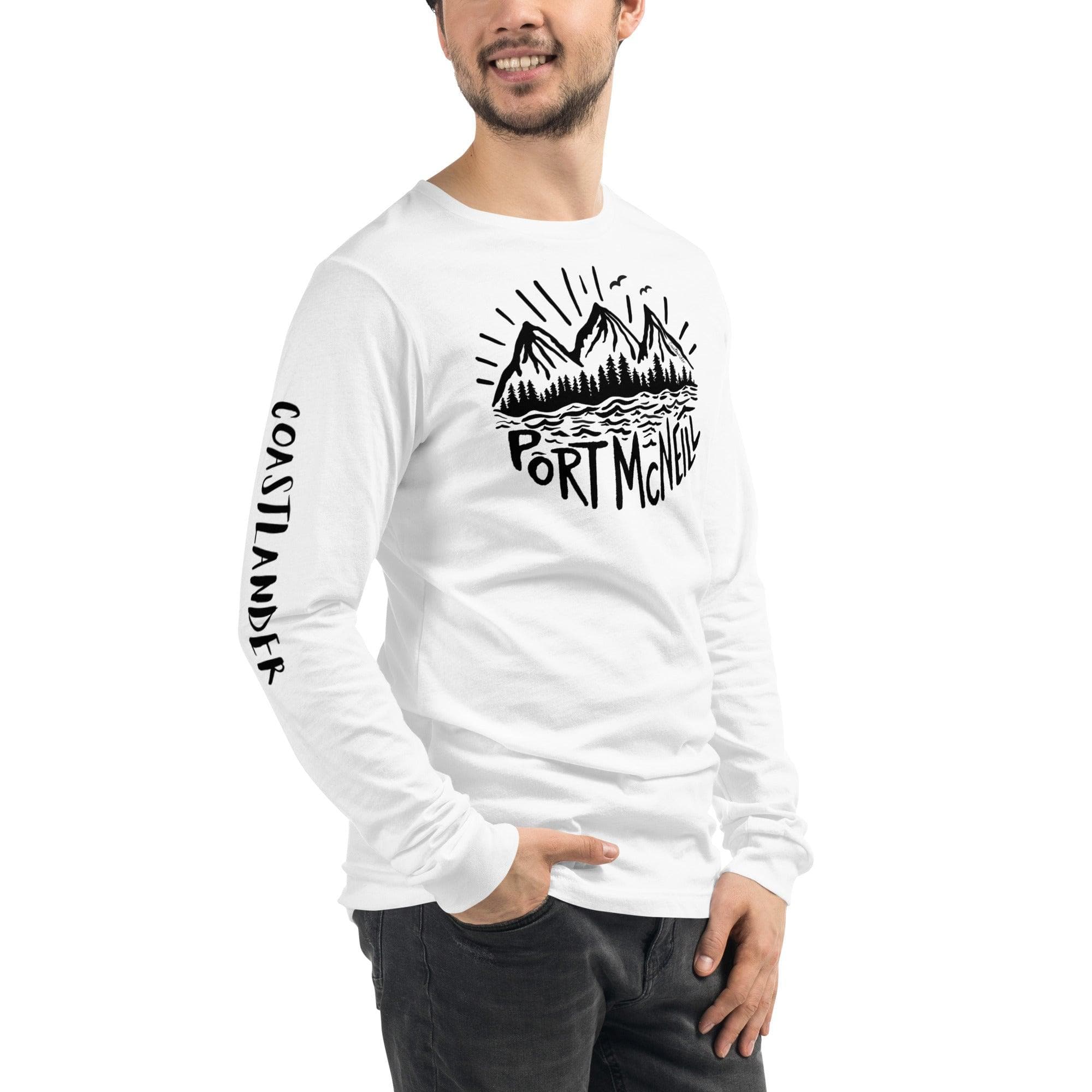 Design of Port McNeill - Unisex Long Sleeve Tee , the colour is White