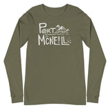 Design of Port Mcneill - Unisex Long Sleeve Tee , the colour is Military Green