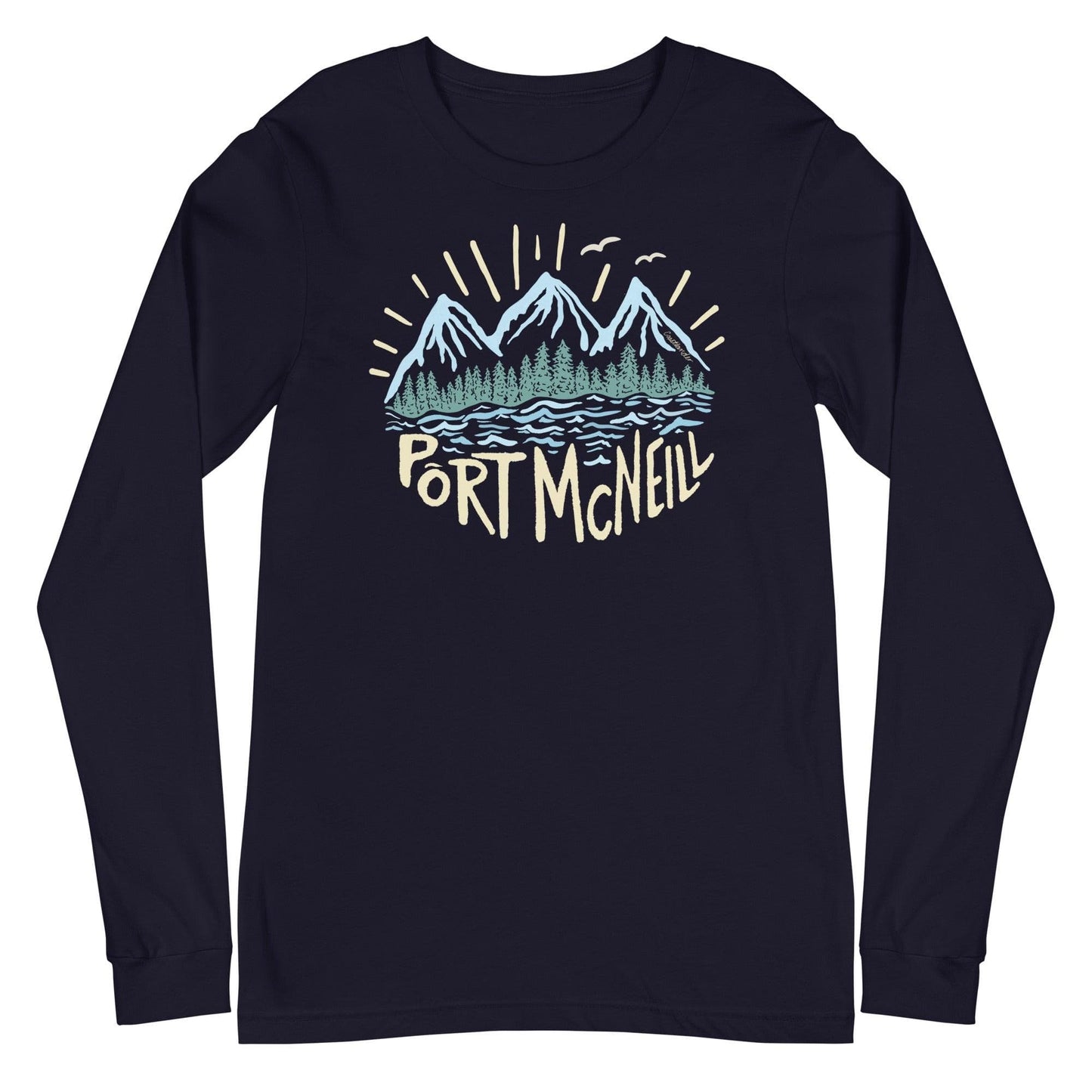 Design of Port McNeill - Unisex Long Sleeve Tee , the colour is Navy