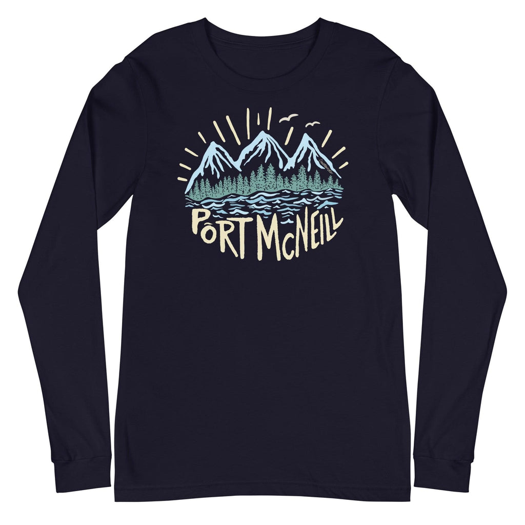 Design of Port McNeill - Unisex Long Sleeve Tee , the colour is Navy