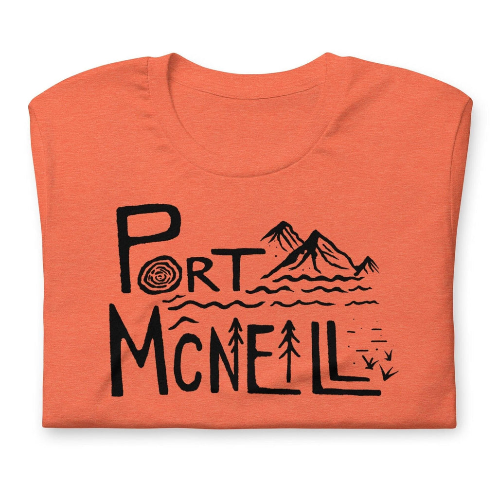 Design of Port Mcneill - Unisex t-shirt , the colour is Heather Orange