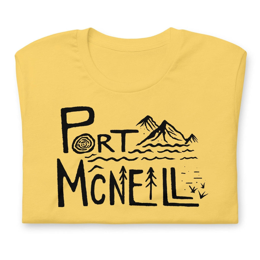 Design of Port Mcneill - Unisex t-shirt , the colour is Yellow