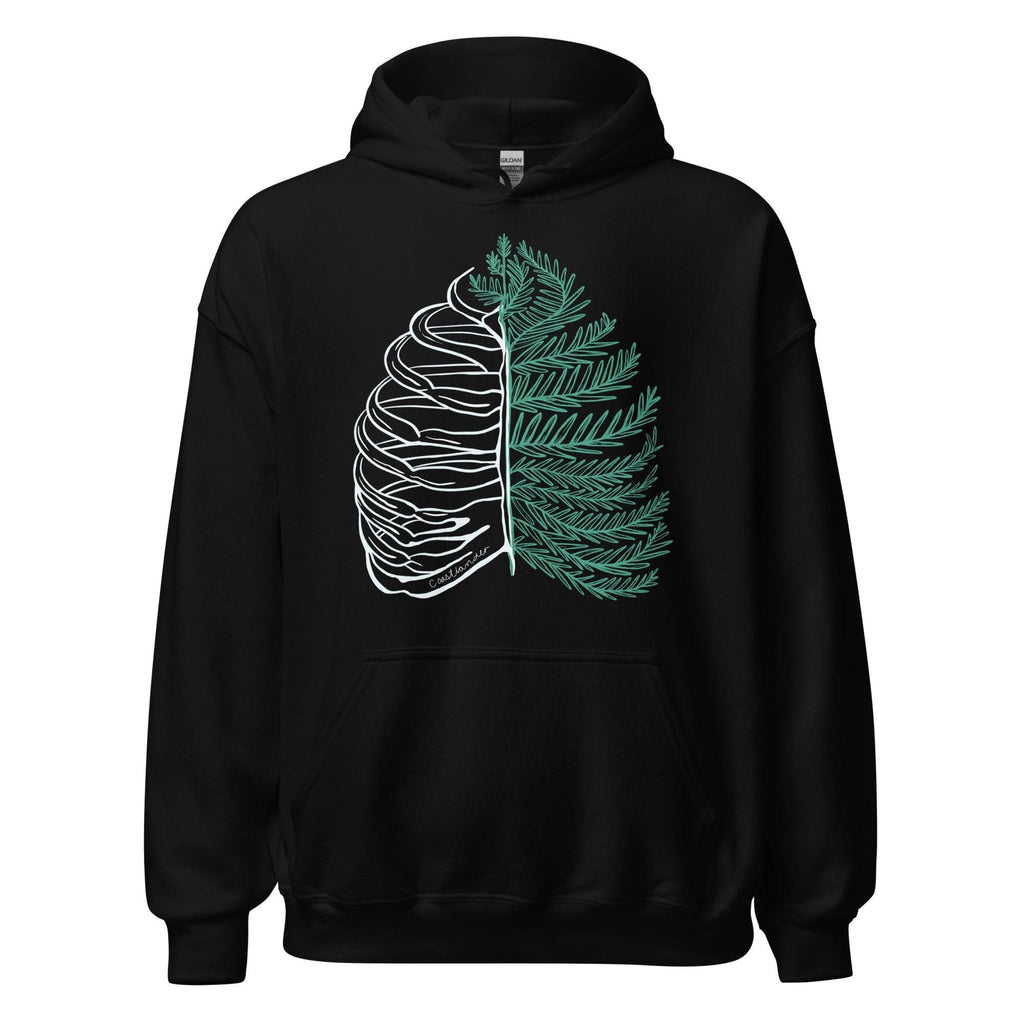 Design of Rib Cage - Fern - Plant - Unisex Hoodie , the colour is Black