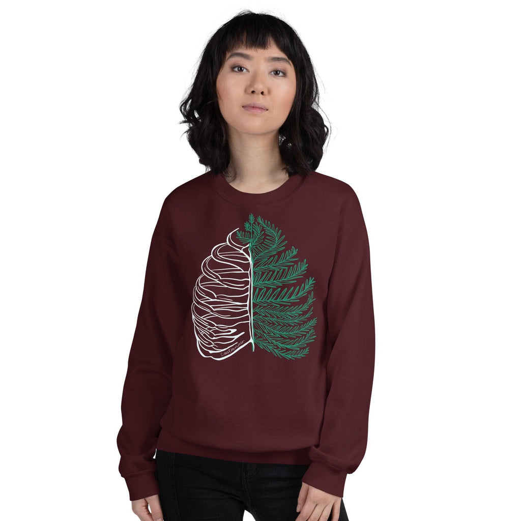 Design of Rib Cage - Fern - Plant -Unisex Sweatshirt , the colour is Maroon