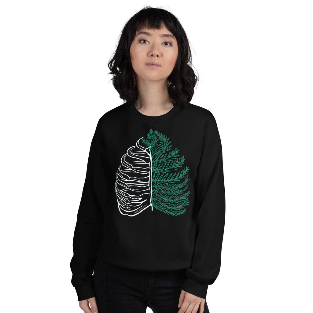 Design of Rib Cage - Fern - Plant -Unisex Sweatshirt , the colour is Black