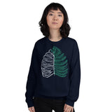 Design of Rib Cage - Fern - Plant -Unisex Sweatshirt , the colour is Navy