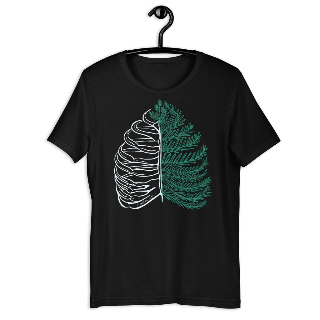 Design of Rib Cage - Fern - Plant - Unisex t-shirt , the colour is Black