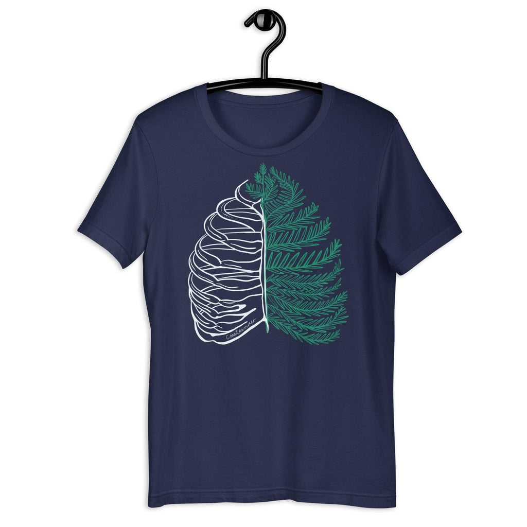 Design of Rib Cage - Fern - Plant - Unisex t-shirt , the colour is Navy