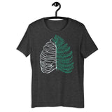 Design of Rib Cage - Fern - Plant - Unisex t-shirt , the colour is Dark Grey Heather