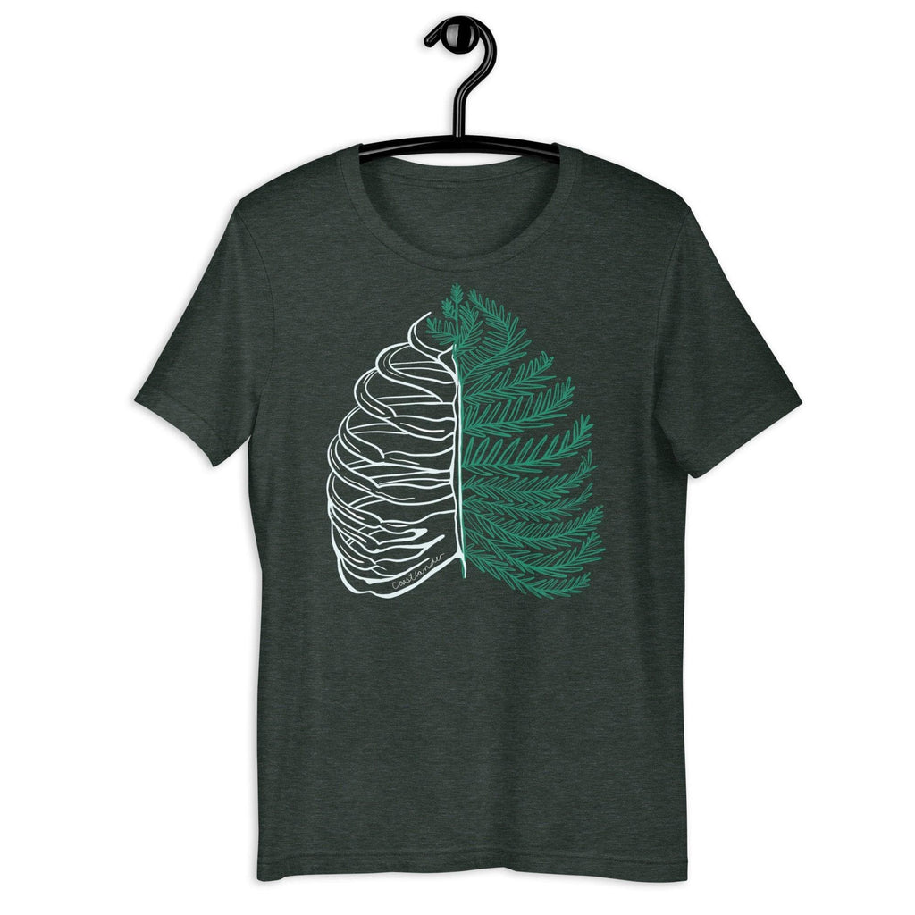 Design of Rib Cage - Fern - Plant - Unisex t-shirt , the colour is Heather Forest