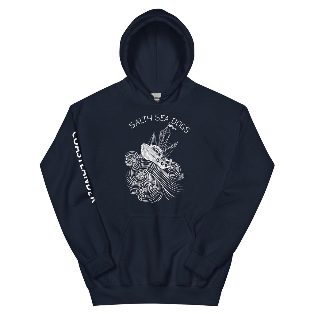 Design of Salty Sea Dogs - Unisex Hoodie , the colour is Navy