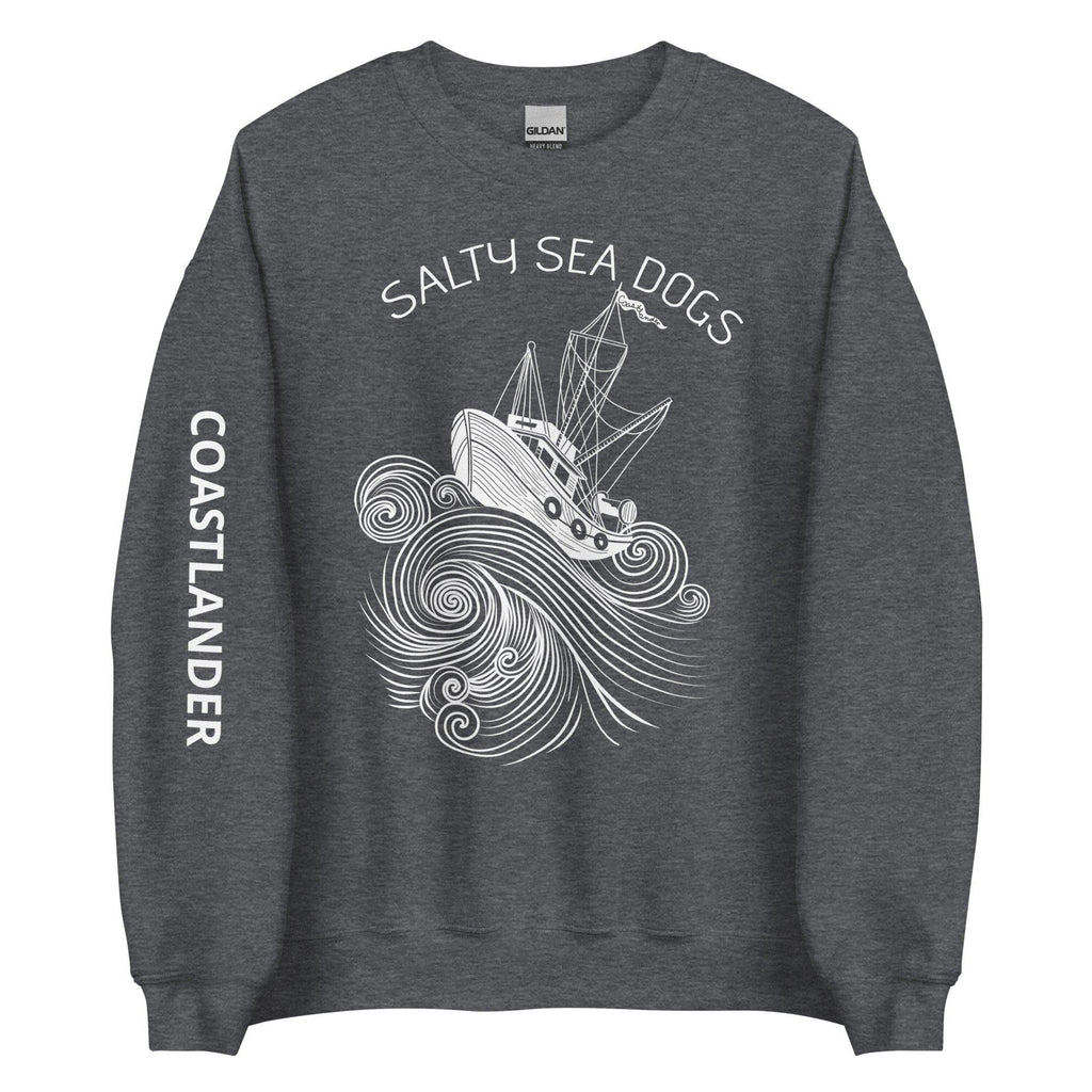 Design of Salty Sea Dogs - Unisex Sweatshirt , the colour is Dark Heather