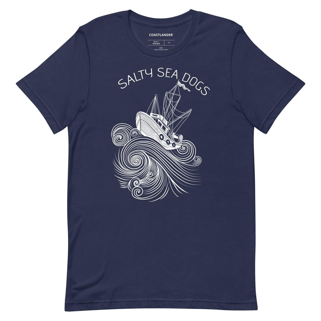 Design of Salty Sea Dogs - Unisex t-shirt , the colour is Navy