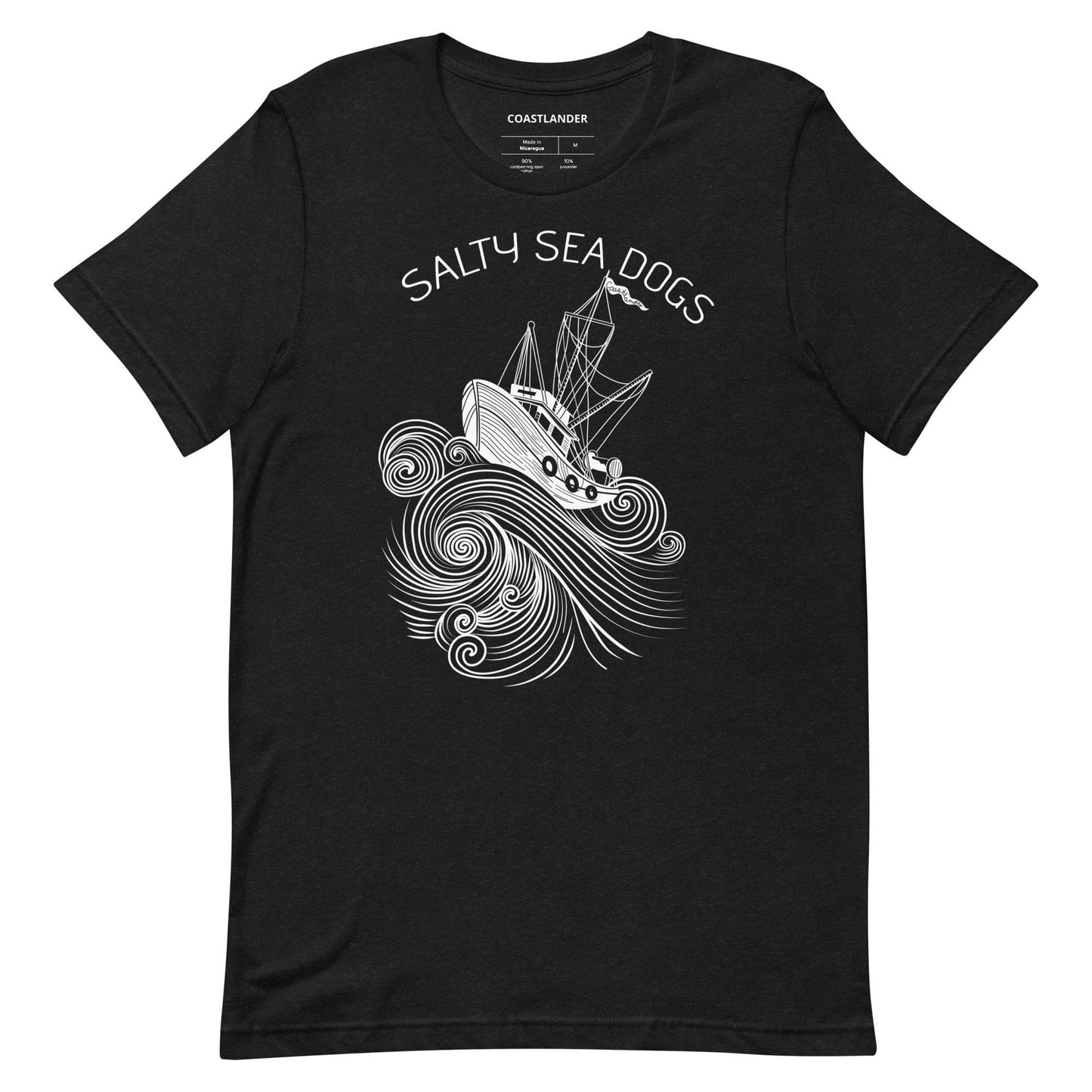 Design of Salty Sea Dogs - Unisex t-shirt , the colour is Black Heather
