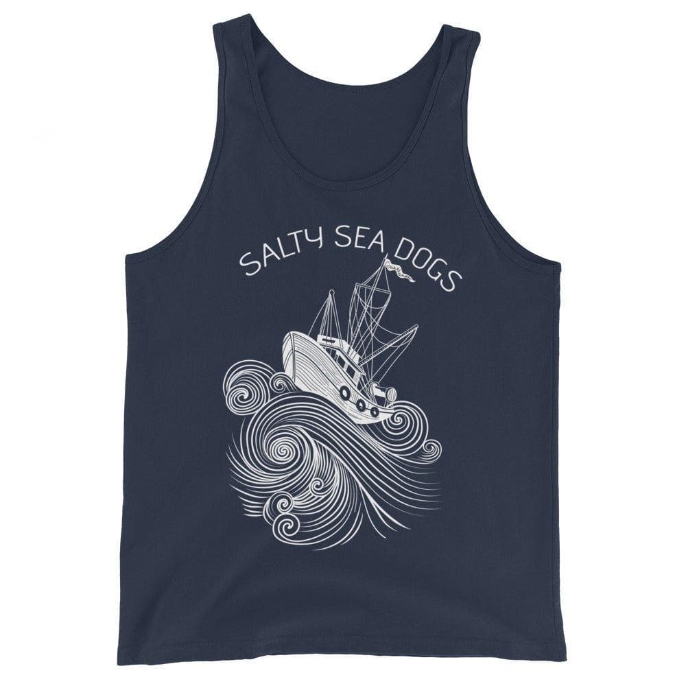Design of Salty Sea Dogs - Unisex Tank Top , the colour is Navy