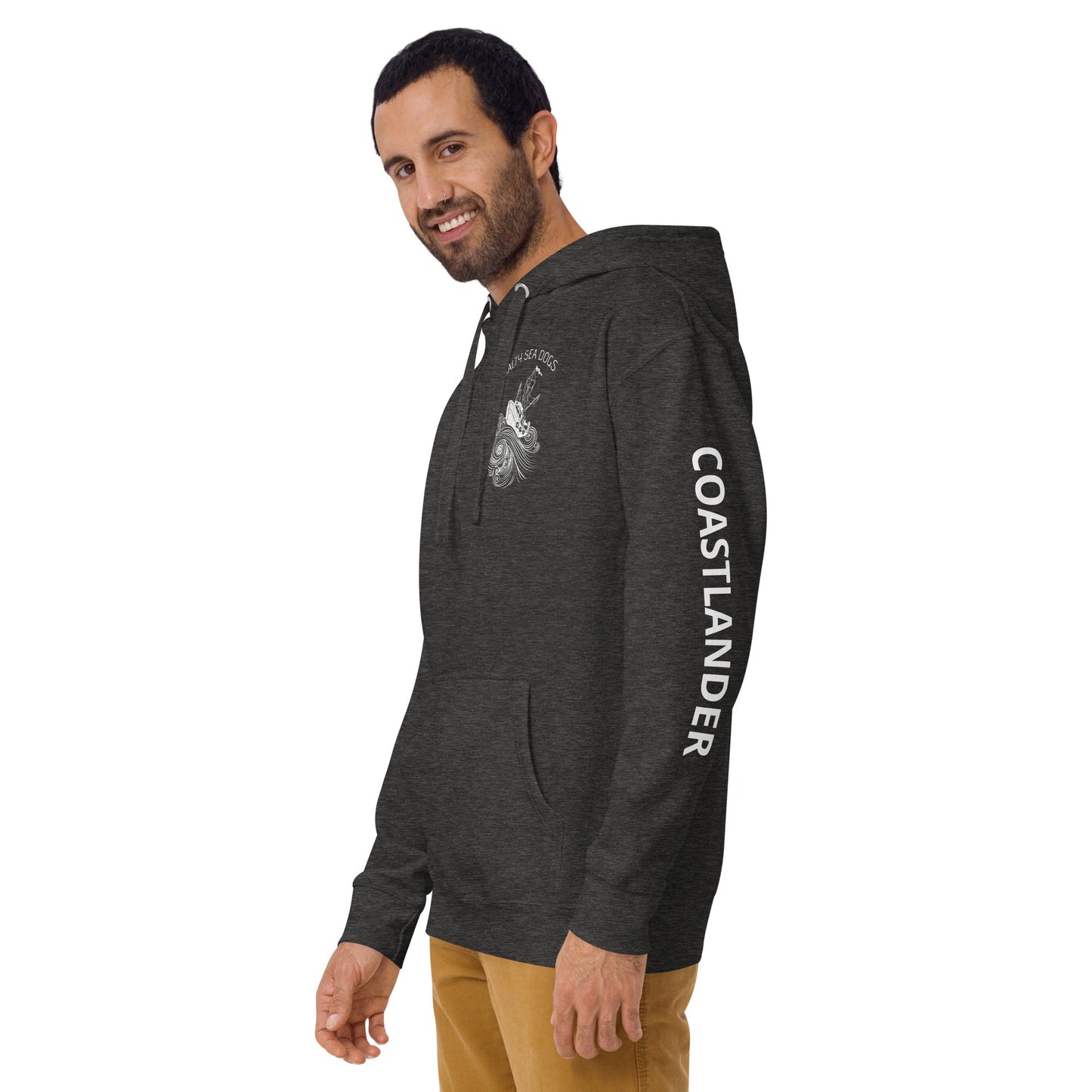 Design of Salty Seadogs - on back - Unisex Hoodie , the colour is