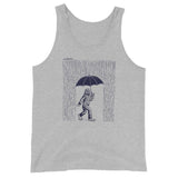 Design of Sasquatch - BigFoot - Rainy Day - Umbrella - Unisex Tank Top , the colour is Athletic Heather